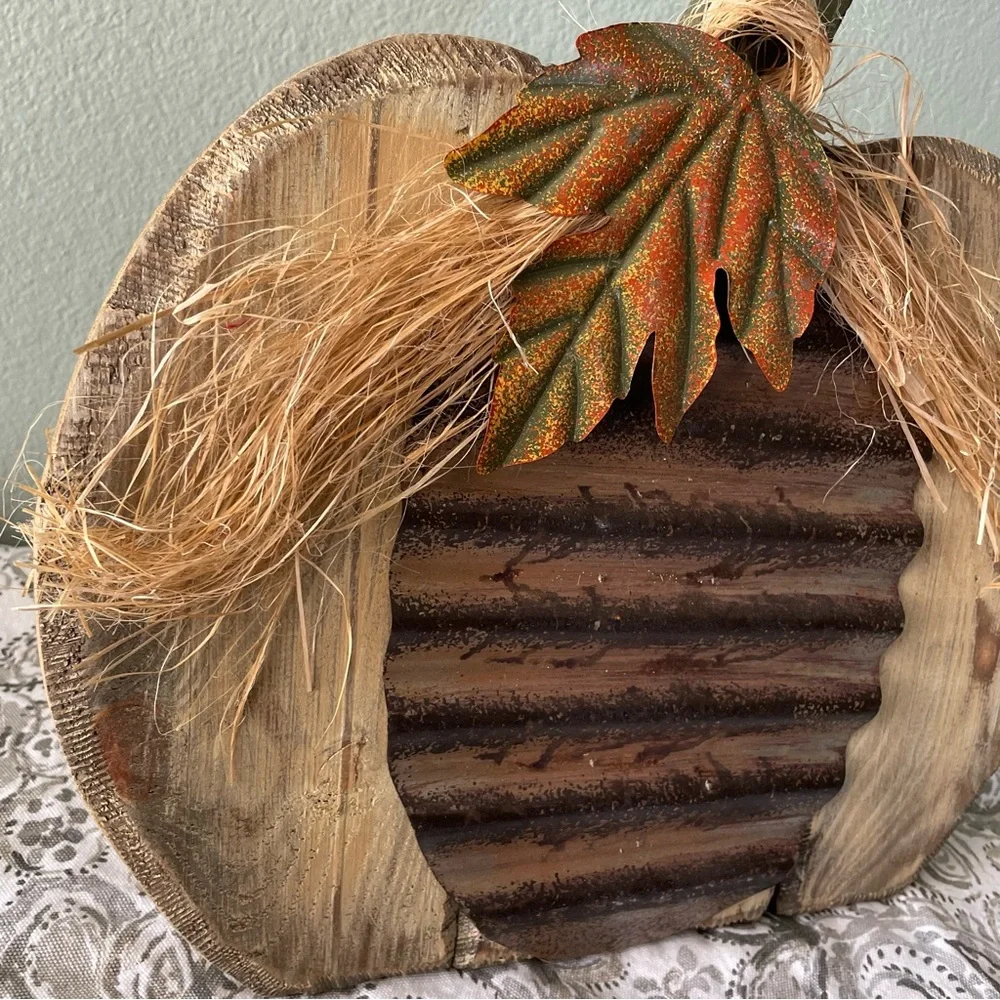 Large Standing Wooden Metal Rustic Pumpkin Fall Decor
